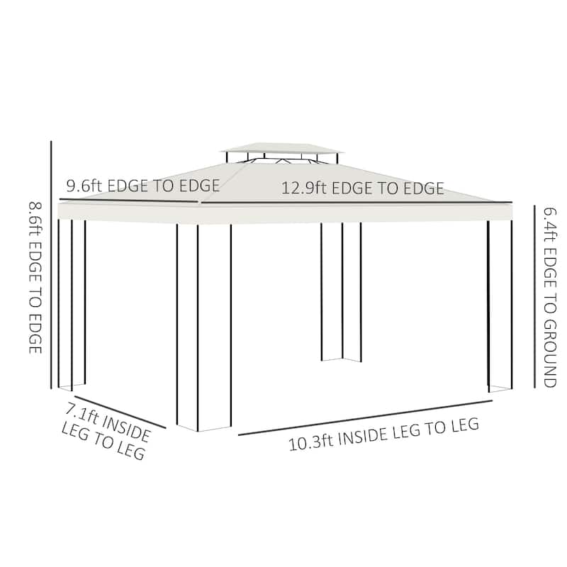 Outsunny 13' x 10' Patio Gazebo Outdoor Canopy Shelter with Double Vented Roof, Steel Frame for Lawn Backyard and Deck