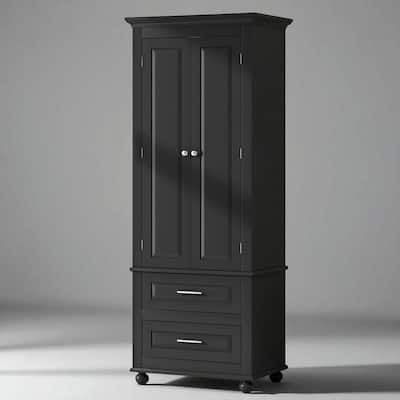 Tall Bathroom Storage Cabinet with 2 Drawers and Adjustable Shelves, Freestanding MDF Organizer with Doors