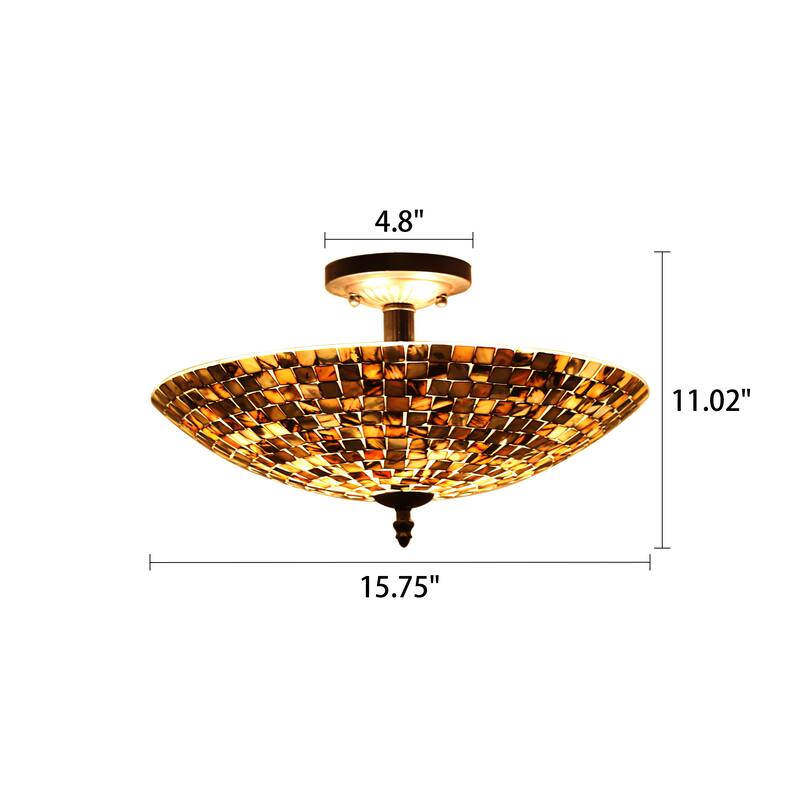 2-light Mosaic-Style Seashell Semi-Flush Mount