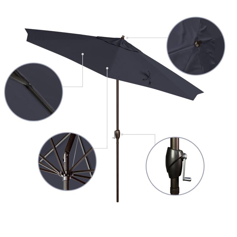 North Bend 9-foot Round Auto-tilt, Bronze Finish, Sunbrella Patio Umbrella by Havenside Home