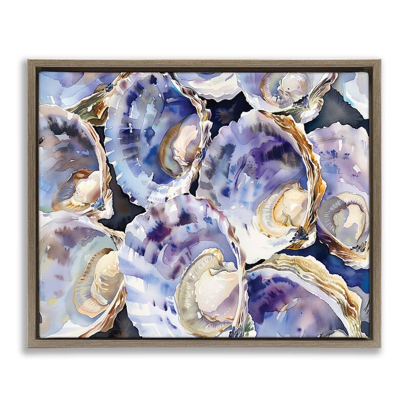 Stupell Maritime Clams & Oysters Framed Floater Canvas Wall Art Design By Heidi Kuntz - 31 x 25 - Brown