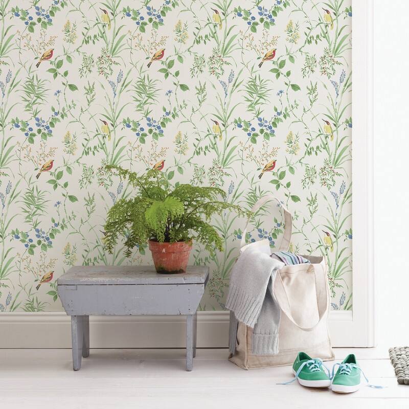 Brewster Chesapeake Imperial Garden Green Botanical Wallpaper - 20.5in x 396in x 0.025in