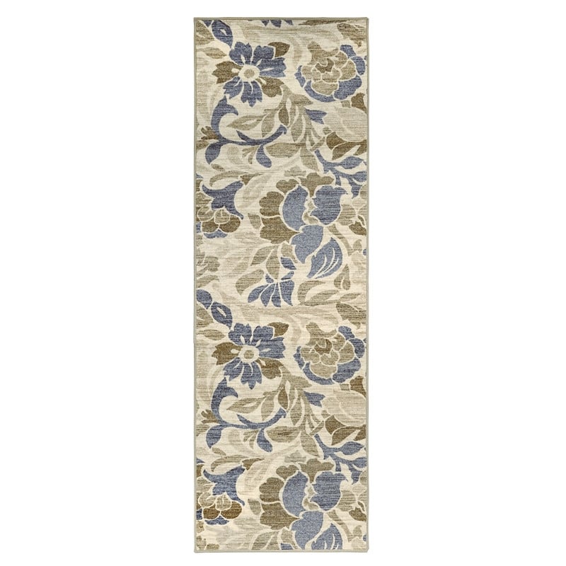 Superior Roselyn Traditional Oversized Floral Scroll Non-Slip Area Rug - 2'6" x 8' - Cream/Beige