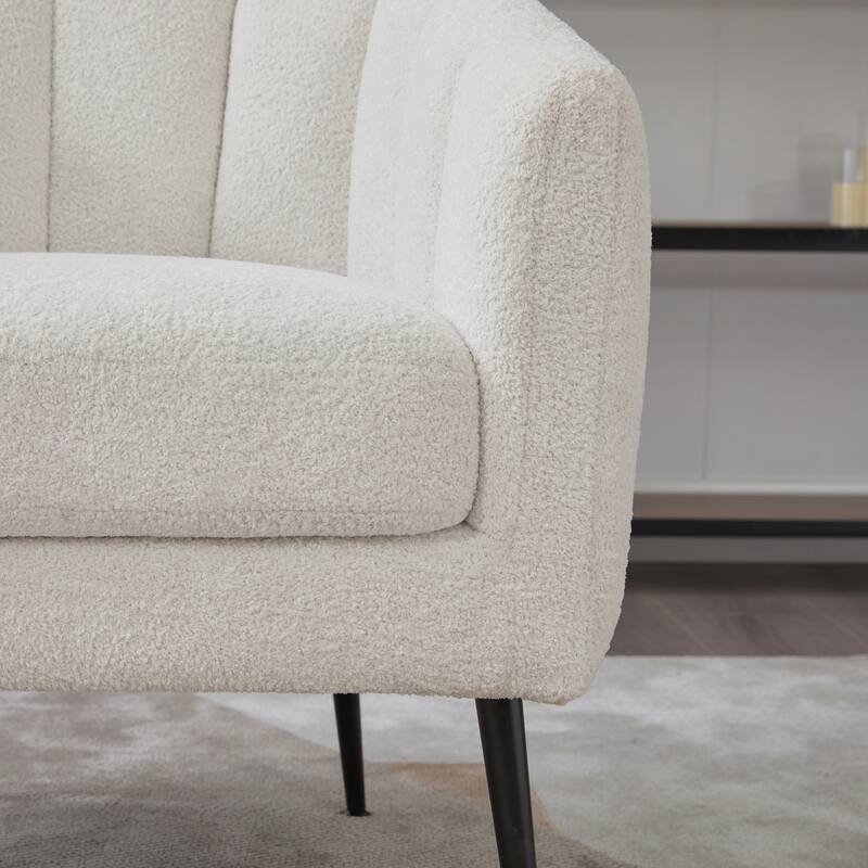 Modern Upholstered Vanity Barrel Accent Chair with Metal Legs, Lounge Chair Single Sofa Round Leisure Armchair