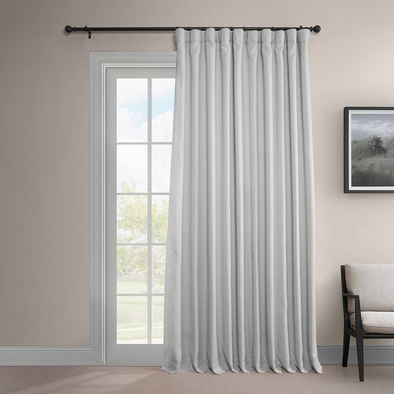 Exclusive Fabrics Faux Linen Extra Wide Room Darkening Curtains (1 Panel) - 100 X 108 - Oyster