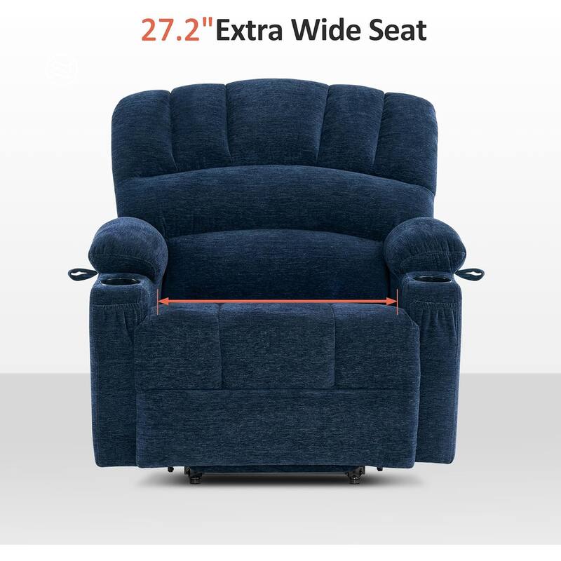 MCombo Recliner Chair Sofa with Massage and Heat, Fabric R7096 (Medium-Wide)