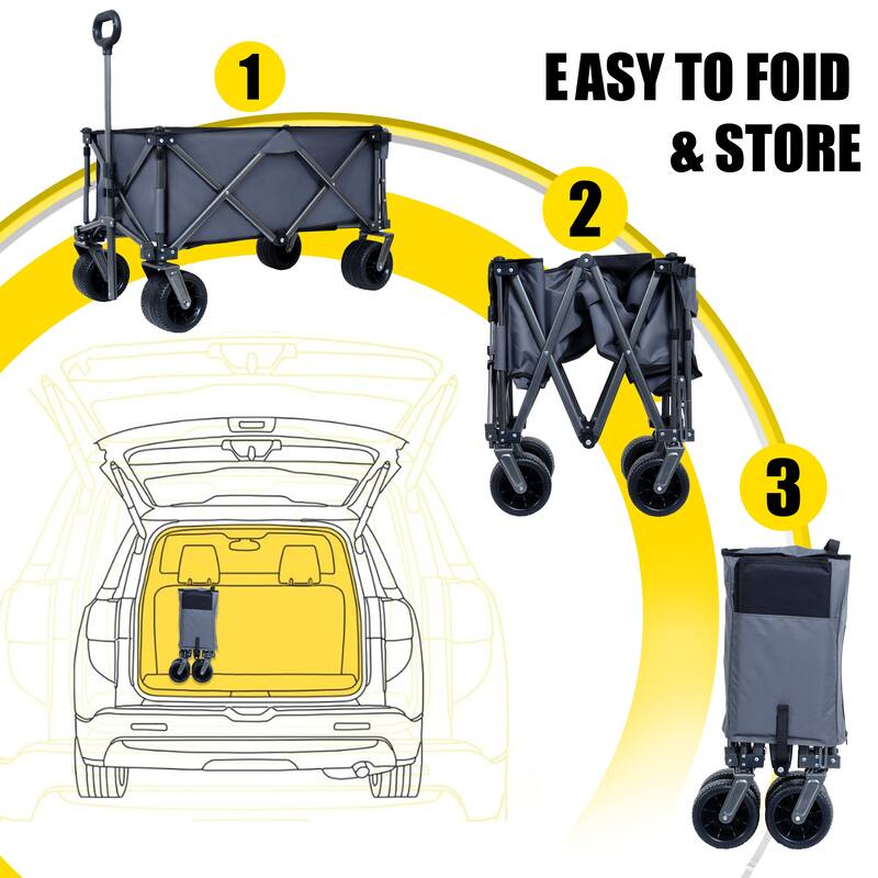 Heavy-Duty Folding Utility Cart with Extended Tailgate - 7x4 Inch All-Terrain Tires for Beach, Garden & Camping