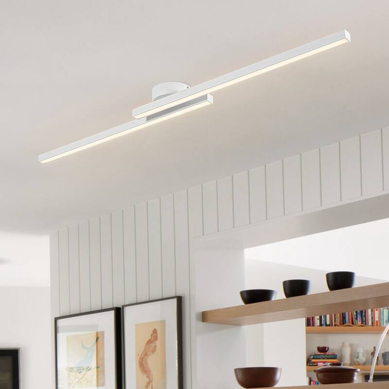 Contemporary 2-Light Black Linear Dimmable LED Vanity Wall Lamp - 47 Inches - 3CCT - White