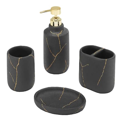 Nicole Miller Sydney 4-Piece Bath Accessory Set - Bath Acc 4pc Set - TM, TB, SD, LP
