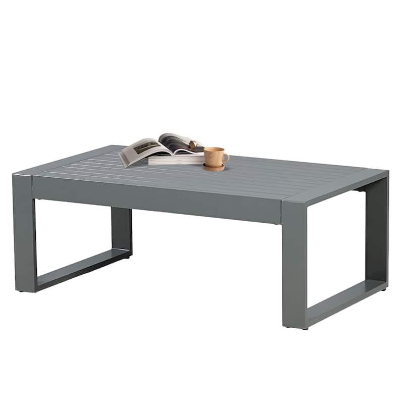 Aoodor Aluminum Outdoor Coffee Table - Stylish and Durable Addition to Your Outdoor Space - Grey - Metal