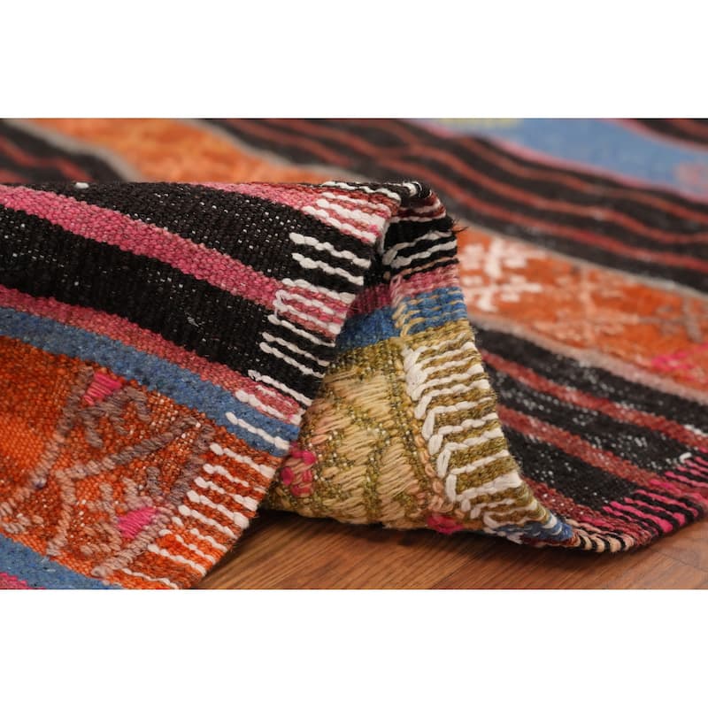 Hand Woven Oriental 100% Wool Carpet Southwestern Tribal Multi-Colored Kilim Area Rug - 10' 2'' X 6' 6''