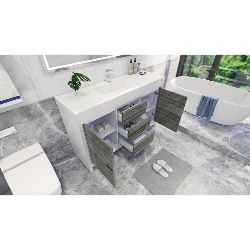Dove 60'' Freestanding Vanity with Single Reinforced Acrylic Sink