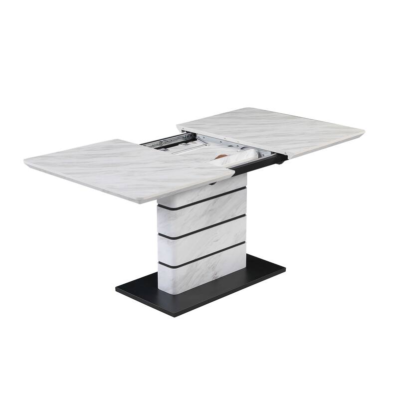 Somette Kortona Extendable Sintered Stone Dining Set with Gray Chairs