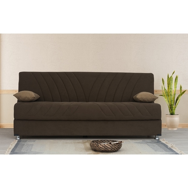 Armless sleeper store sofa with storage