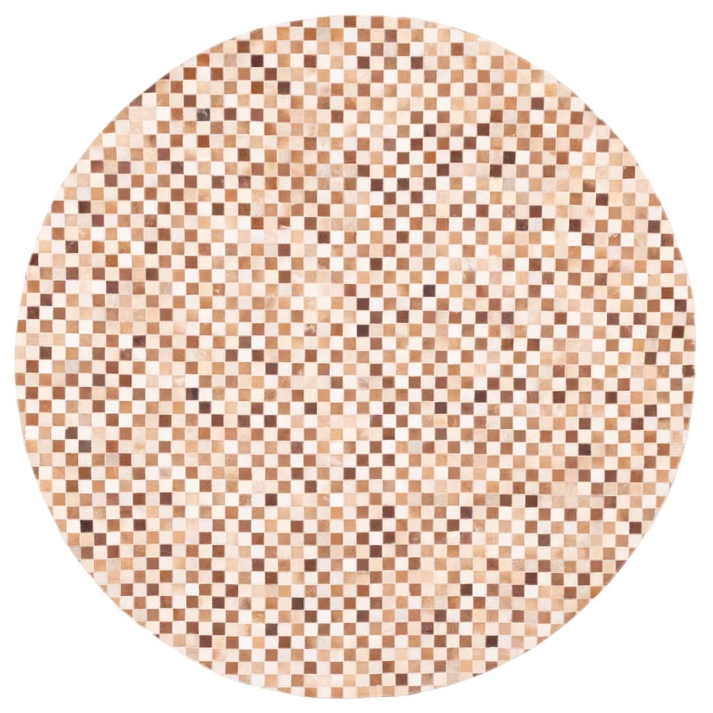 ECARPETGALLERY Handmade Cowhide Patchwork Brown Leather Rug - 7' x 7'