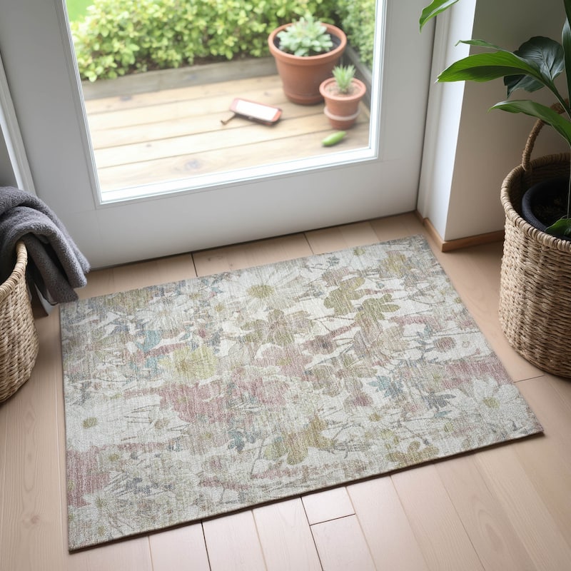 Premium Washable Super Soft Floral Mayfield Rug - Ivory - 1'8" x 2'6"