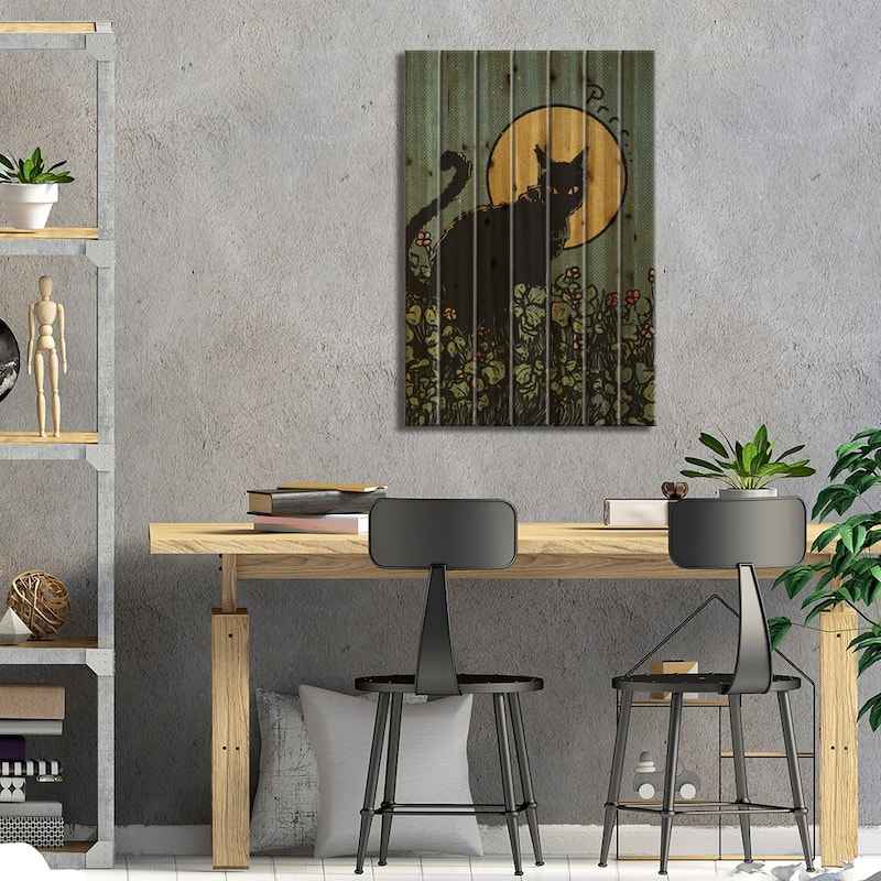 Cat Print On Wood by Illunatica - Multi-Color
