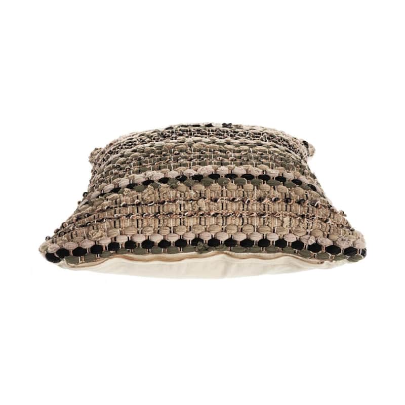 18" Brown and Beige Intertwined Square Throw Pillow