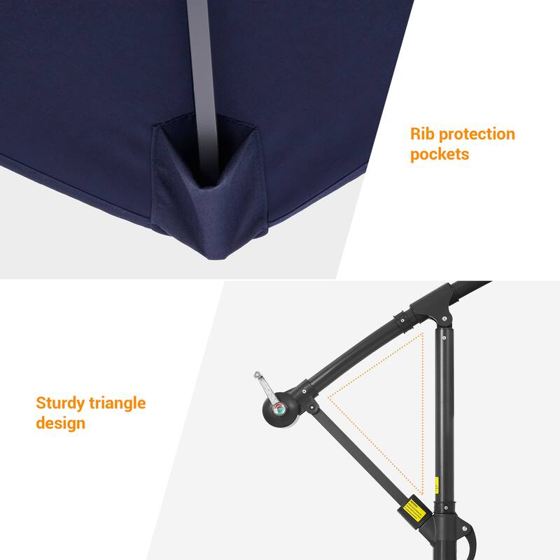 BONOSUKI 8.2x8.2ft Offset Patio Umbrella Hanging Umbrella w/Steel Ribs