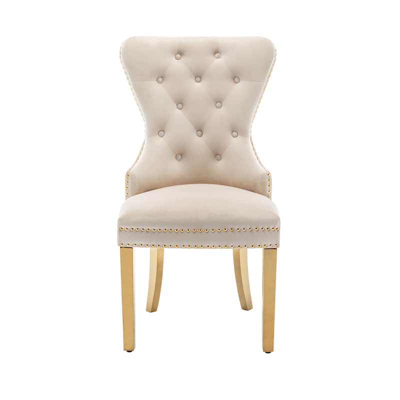 Porthos Home Caily Tufted Velvet Dining Chairs with Gold Chrome Legs, Set of 2