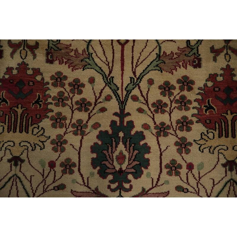 Hand Knotted Oriental 100% Wool Carpet Traditional All-Over Beige & Ivories Agra Area Rug - 11' 9'' X 8' 9''