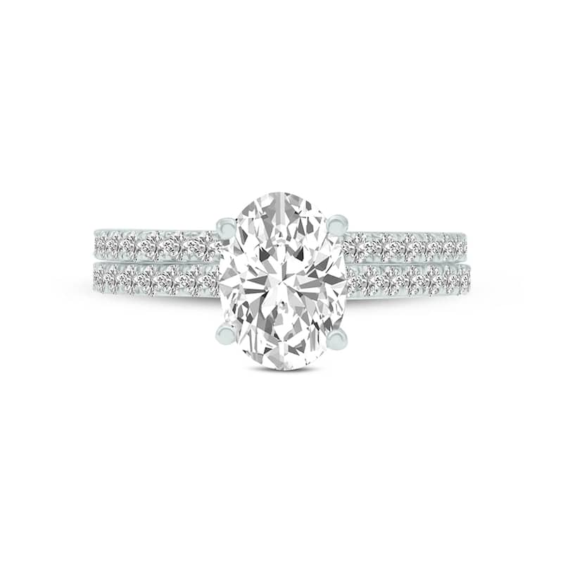 Marquee 3.30 CTW Center Oval Cut Lab Grown Diamond Engagement Ring Set in 14Karat White Gold