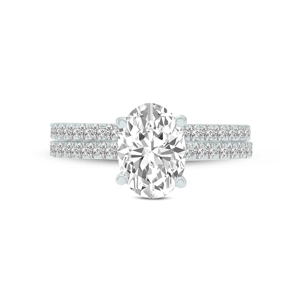 Marquee 3.30 CTW Center Oval Cut Lab Grown Diamond Engagement Ring Set in 14Karat White Gold