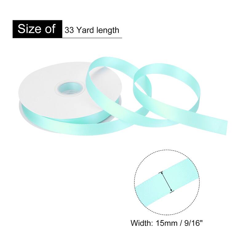 Double Faced Solid Satin Ribbon Polyester Fabric Roll for Gift Party - Sky Blue - 9/16" x 33 Yard