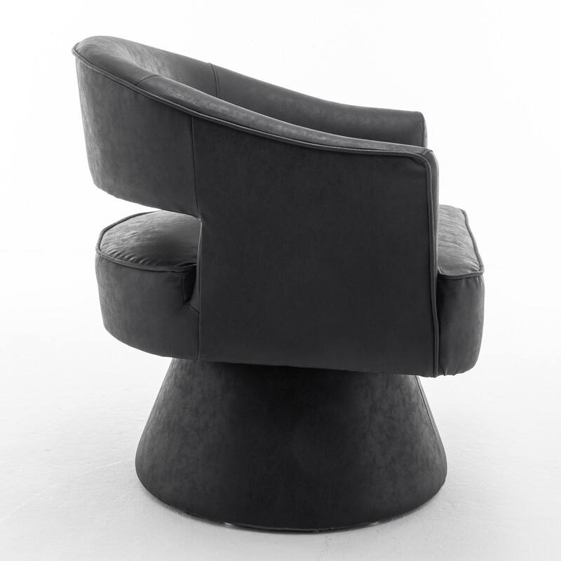 SEYNAR Modern PU Leather 360 Degree Swivel Accent Barrel Chair Set of 2