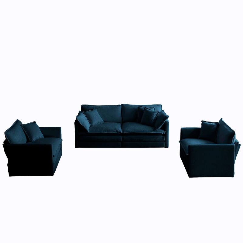 Roomfitters 3-Piece Modular Sofa Set, 2 Armchairs & 2-Seat Couch, Chenille Fabric with Pillows