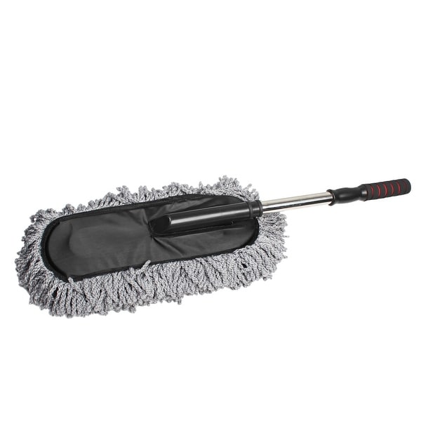 Unique Bargains 34.3" Length Black Plastic Handle Car Microfiber Cleaning Dirt Wash Brush Gray