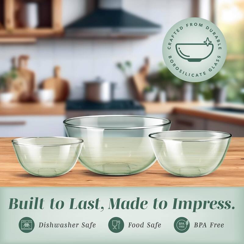 COOK WITH COLOR 12 Pc Glass Nesting Mixing Bowl Set with Lids for Cooking and Prep