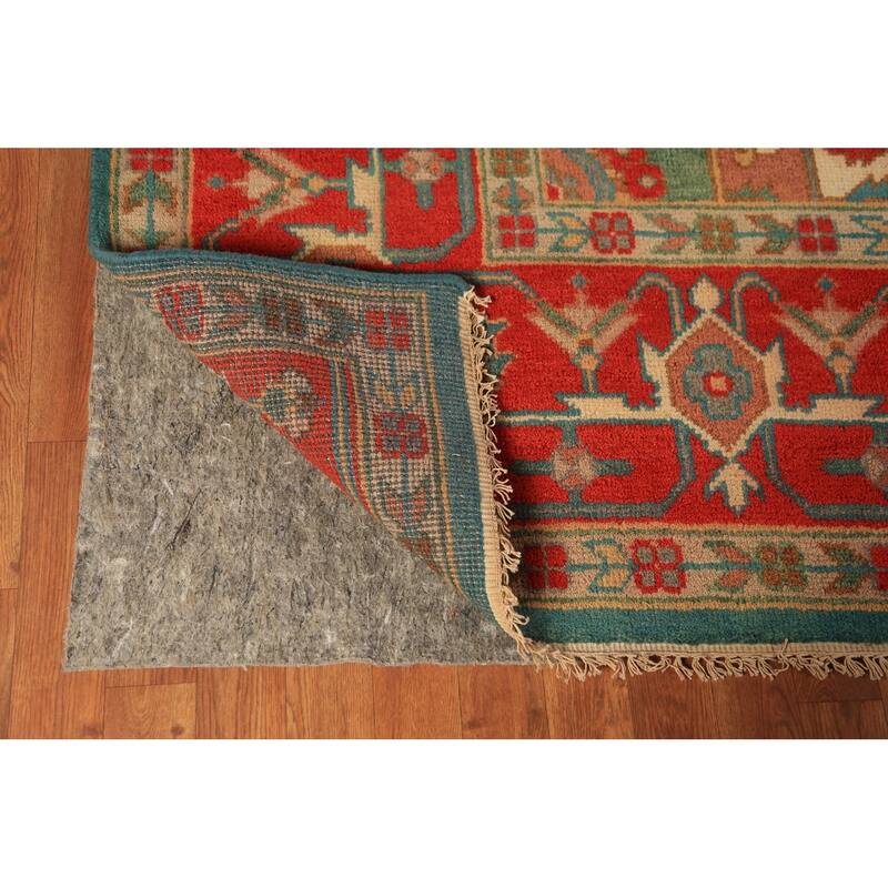 Green Medallion Oushak Indian Large Rug Hand-Knotted Wool Carpet - 9'7"x 13'9"