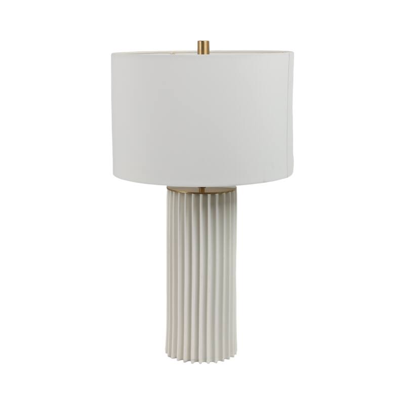 Ceramic Table Lamp Pleated Base with Fabric Drum Shade - 27" White - 15" x 15" x 27"