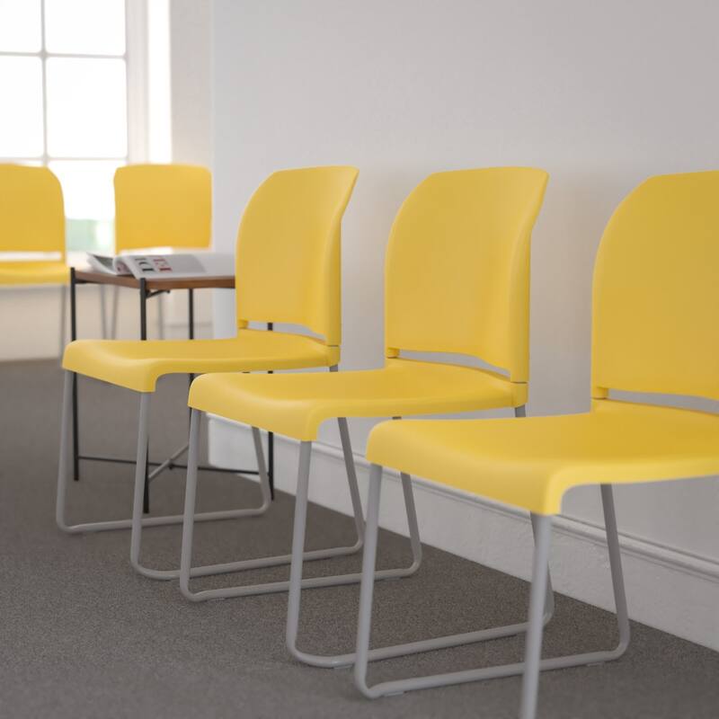 5 Pack 880 lb. Capacity Full Back Contoured Sled Base Stack Chair