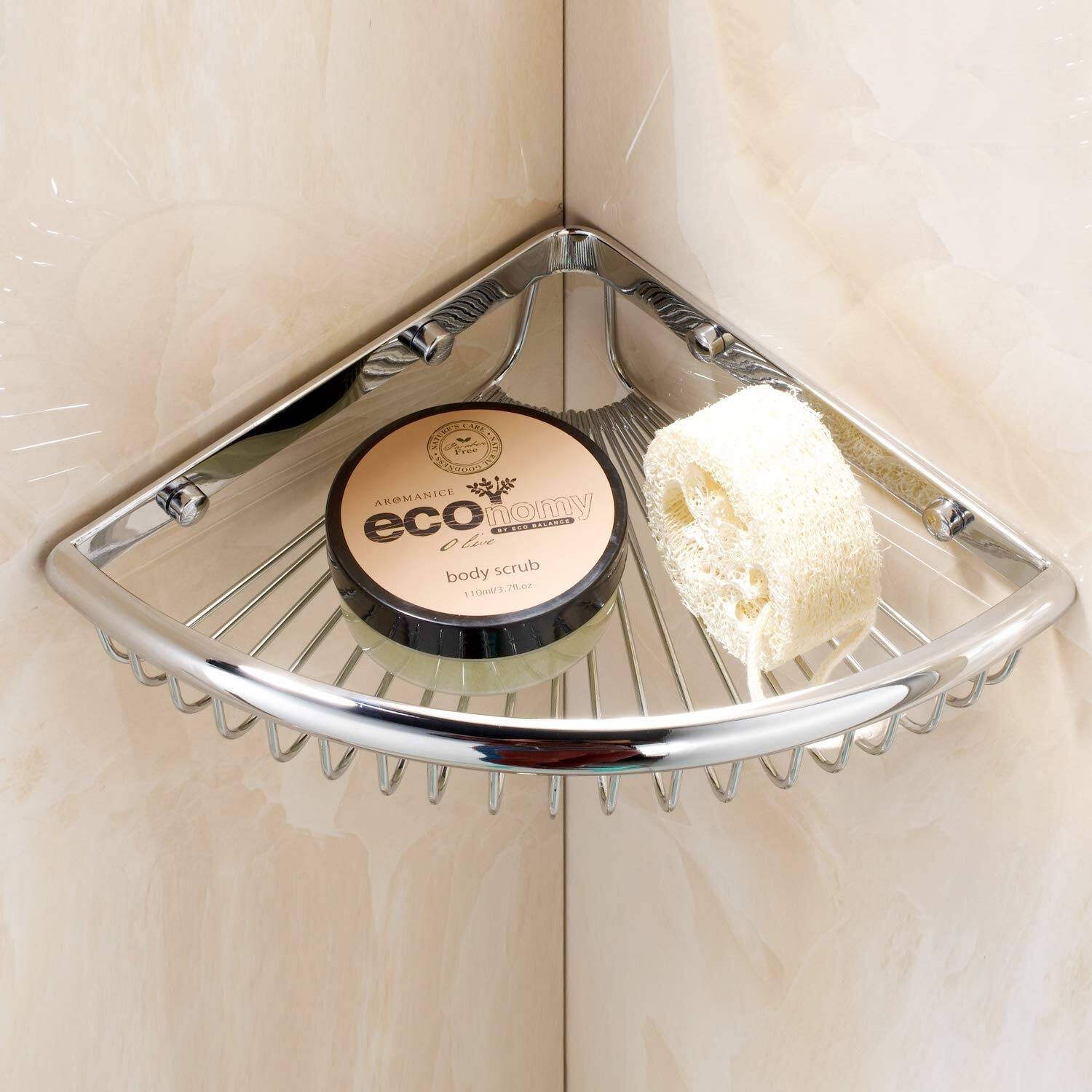 Shower Caddies Corner Shelf for Bathroom Brass Basket Organizers and Storage Shampoo Soap Holder