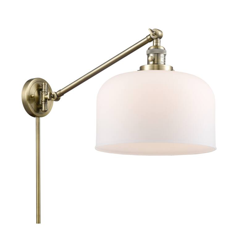 Innovations Lighting X-Large Bell Single Light 13" Tall Bathroom - Antique Brass / Matte White Cased