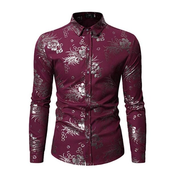 mens floral slim fit dress shirt