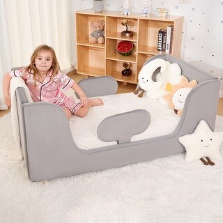 Toddler Floor Bed with Removable Guard Rails for Kids Aged 1-6 Years