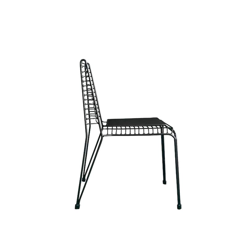 Contemporary Metal Slat Chair With Seat Pad Set of 2