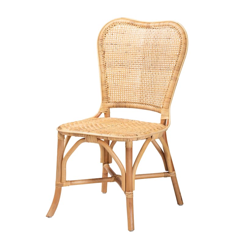 Irene Modern Bohemian Natural Rattan Dining Chair - Natural Brown