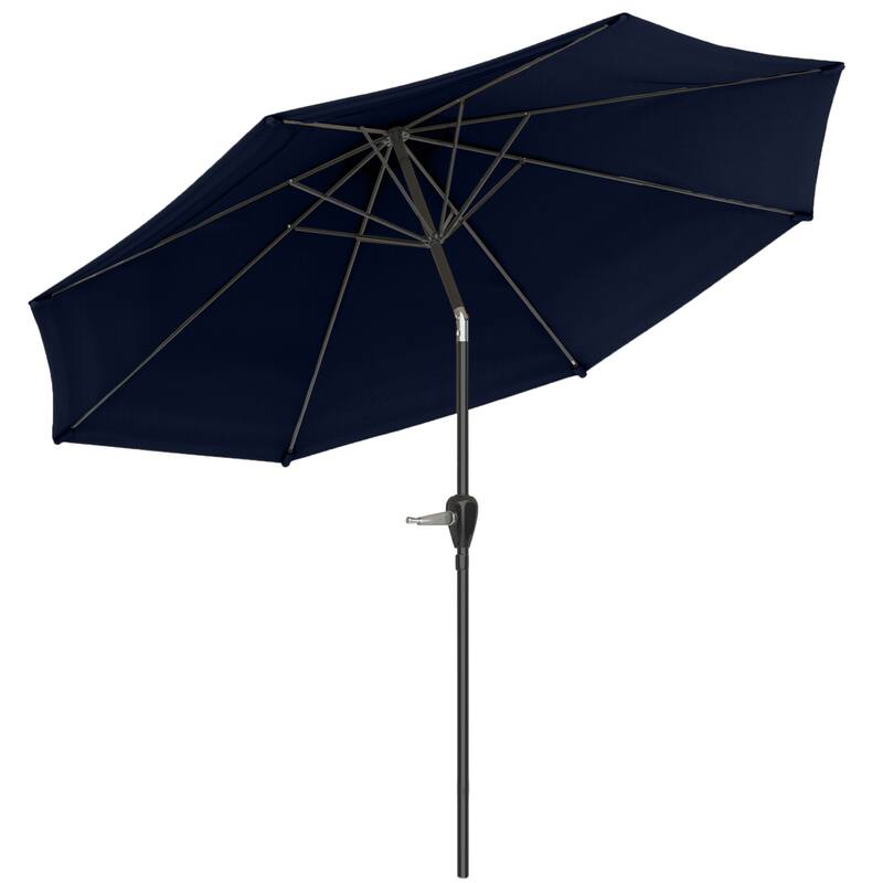 Patio Umbrella with Auto Tilt - 10FT Easy Crank Outdoor Umbrella with Vented Canopy by Pure Garden (Navy)