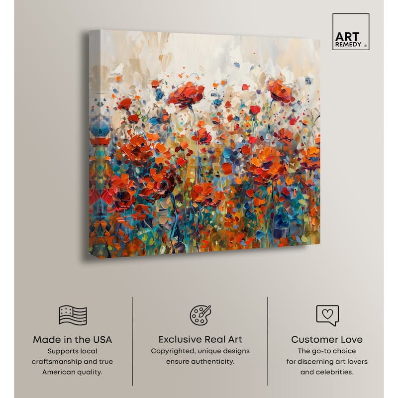Art Remedy Beautiful Garden Bloom Gallery Wrapped Impressionism 1 Piece Canvas Wall Art