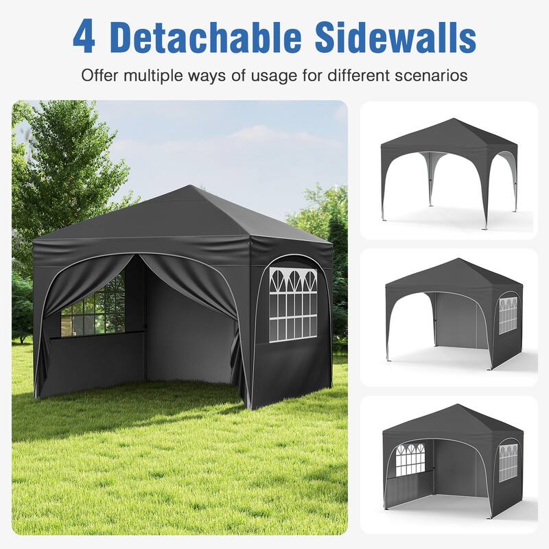10x10 Pop Up Canopy Tent with Sidewalls for Outdoor Events and Parties