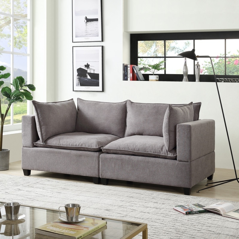 Madison Fabric Loveseat Couch with Down Feather