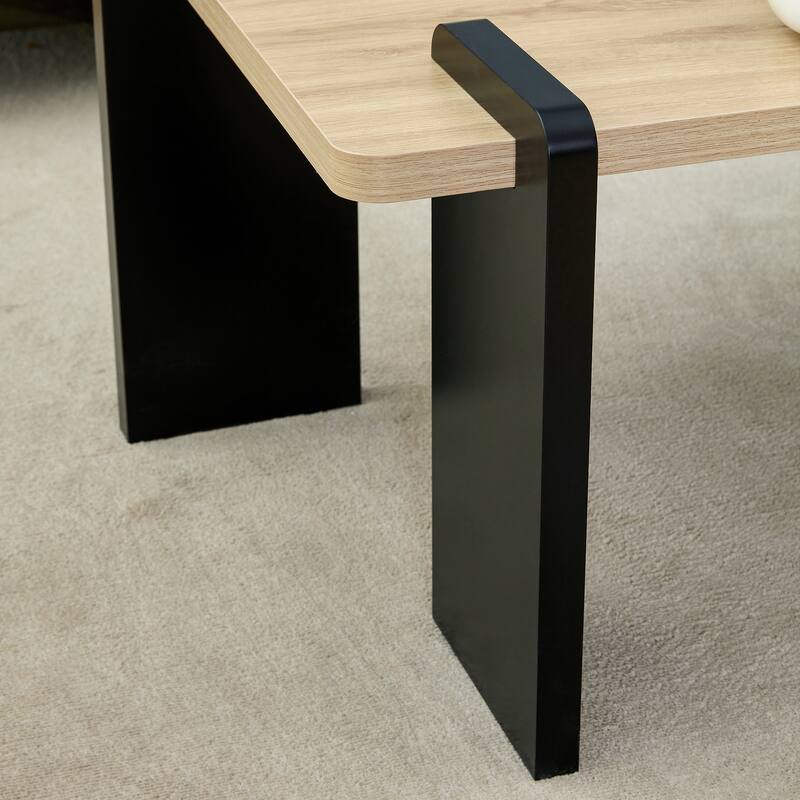 39.3" MDF Modern Coffee Table with Dark Wood Grain and Minimalist Design