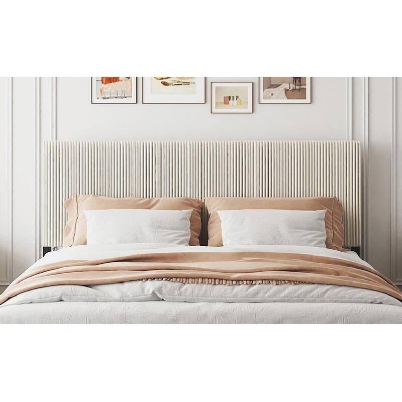 King Bed Frame with Bandaged Headboard, Stable and Easy to Assemble