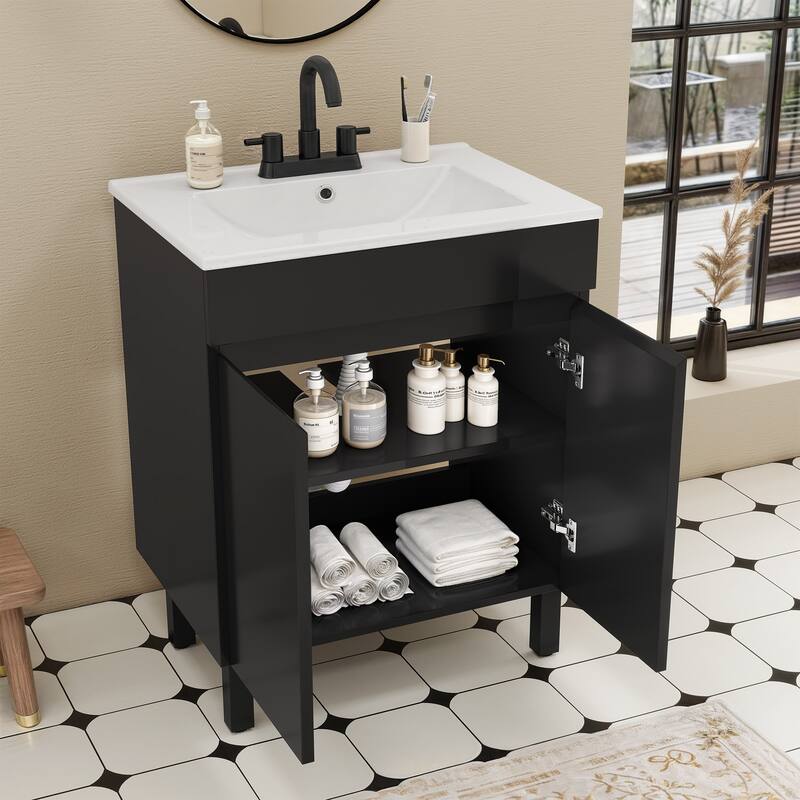 Moasis 24 Inch Bathroom Vanity with Undermount Sink and Soft Close Door Modern Design