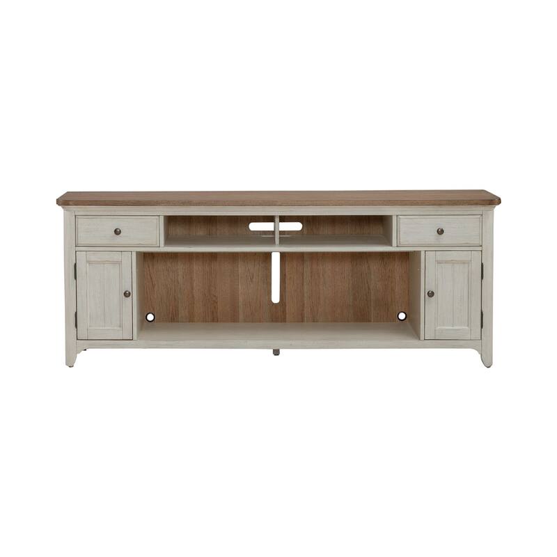 Liberty Furniture Farmhouse Reimagined Fireplace TV Entertainment Console 79" - Width 79" x Depth 18" x Height 30"