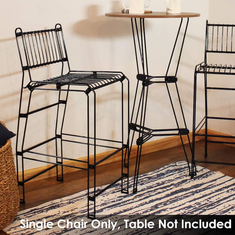 Indoor/Outdoor Modern Metal Wire Bar Stool - Black